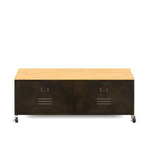 TV Möbel auf Rollen Industrial FORGE 115 x 40 x 42 cm schwarz/braun