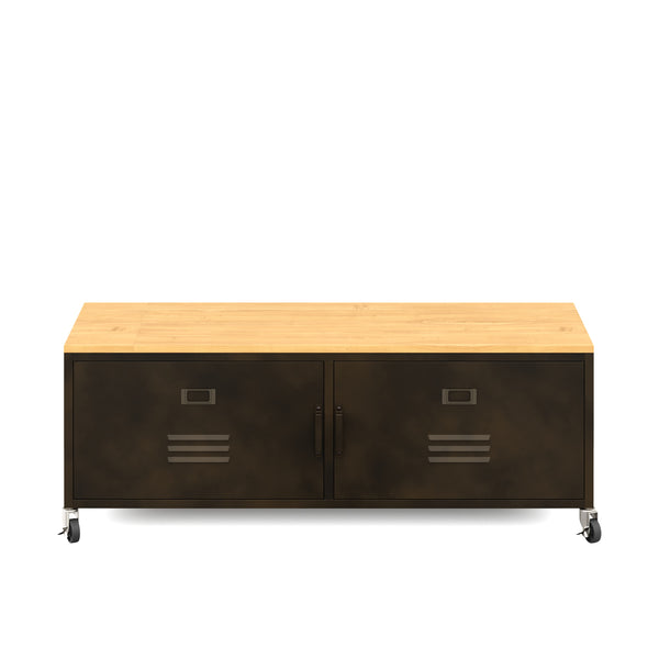 TV Möbel auf Rollen Industrial FORGE 115 x 40 x 42 cm schwarz/braun
