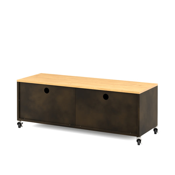 TV Möbel auf Rollen Industrial FORGE 115 x 40 x 42 cm schwarz/braun