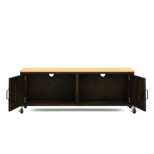 TV Möbel auf Rollen Industrial FORGE 115 x 40 x 42 cm schwarz/braun
