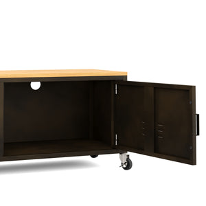TV Möbel auf Rollen Industrial FORGE 115 x 40 x 42 cm schwarz/braun