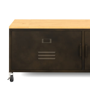 TV Möbel auf Rollen Industrial FORGE 115 x 40 x 42 cm schwarz/braun
