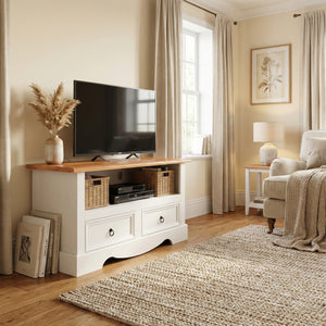 TV Möbel JOSE 99 x 44 x 54 cm weiss/natur