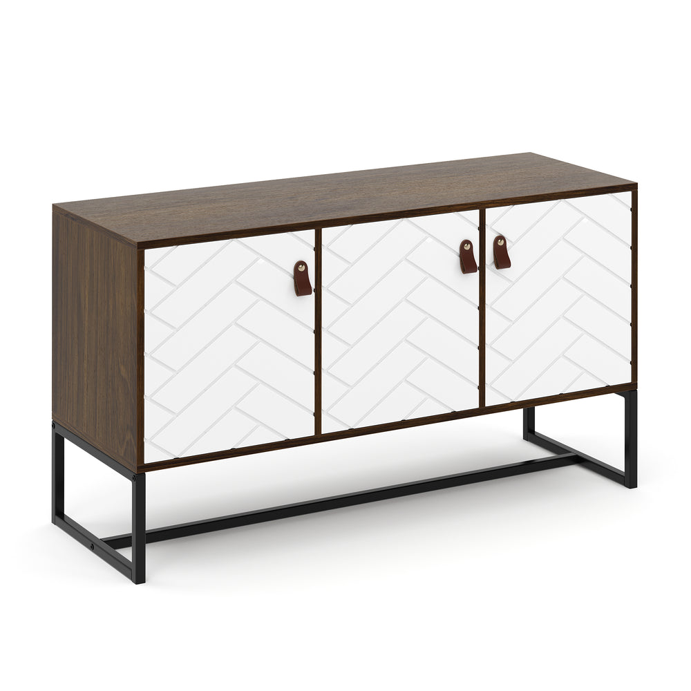 TV Möbel NORDRIFT 112 x 39 x 62 cm braun/weiss