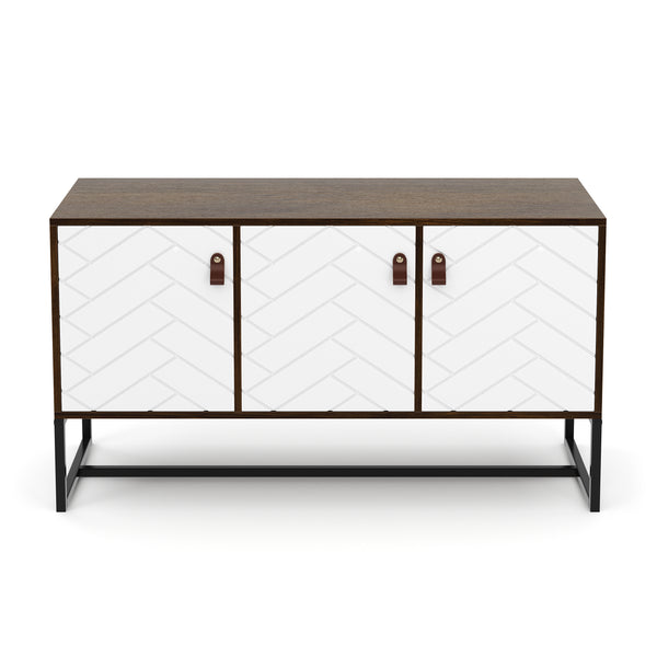 TV Möbel NORDRIFT 112 x 39 x 62 cm braun/weiss