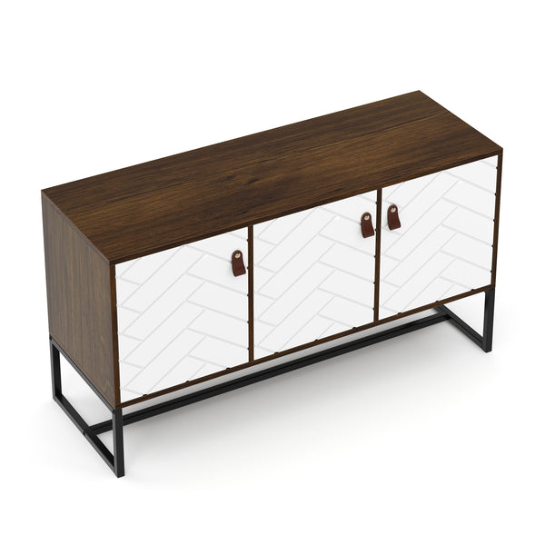 TV Möbel NORDRIFT 112 x 39 x 62 cm braun/weiss