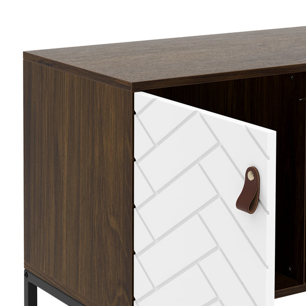 TV Möbel NORDRIFT 112 x 39 x 62 cm braun/weiss