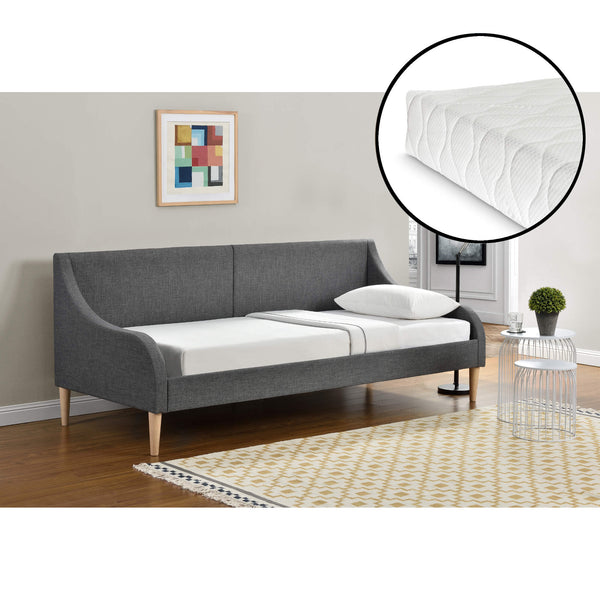 Tagesbett Sofa 90x200 cm mit Kaltschaummatratze Dunkelgrau