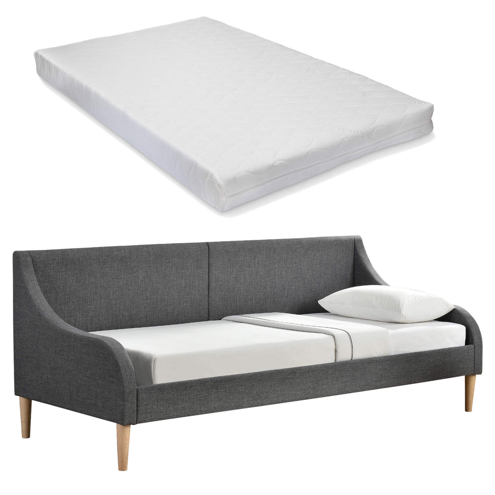 Daybed sofa 90x200 cm with cold foam mattress, dark grey