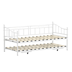 Tagesbett Schlafsofa ausziehbar Metall FAVOR 90 x 200 cm weiss