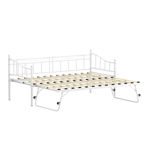 Tagesbett Schlafsofa ausziehbar Metall FAVOR 90 x 200 cm weiss