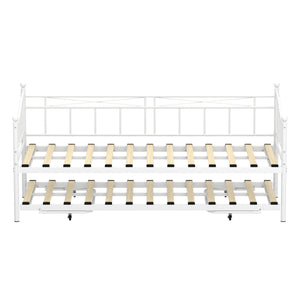 Tagesbett Schlafsofa ausziehbar Metall FAVOR 90 x 200 cm weiss