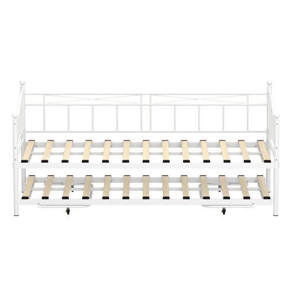 Tagesbett Schlafsofa ausziehbar Metall FAVOR 90 x 200 cm weiss