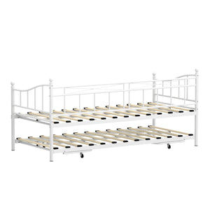 Tagesbett Schlafsofa ausziehbar Metall FAVOR 90 x 200 cm weiss