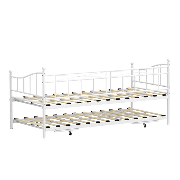 Tagesbett Schlafsofa ausziehbar Metall FAVOR 90 x 200 cm weiss