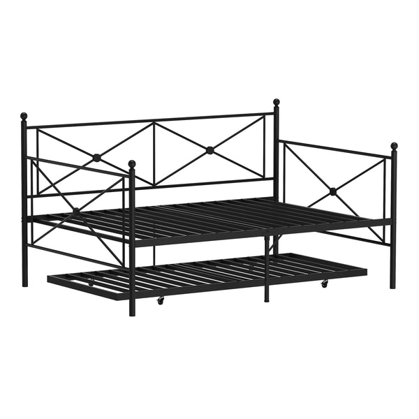 Tagesbett Schlafsofa ausziehbar Metall GERAR 140 x 200 cm schwarz