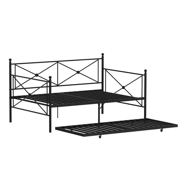 Tagesbett Schlafsofa ausziehbar Metall GERAR 140 x 200 cm schwarz