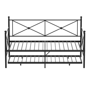 Tagesbett Schlafsofa ausziehbar Metall GERAR 140 x 200 cm schwarz