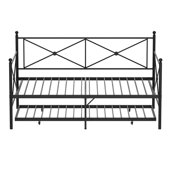 Tagesbett Schlafsofa ausziehbar Metall GERAR 140 x 200 cm schwarz