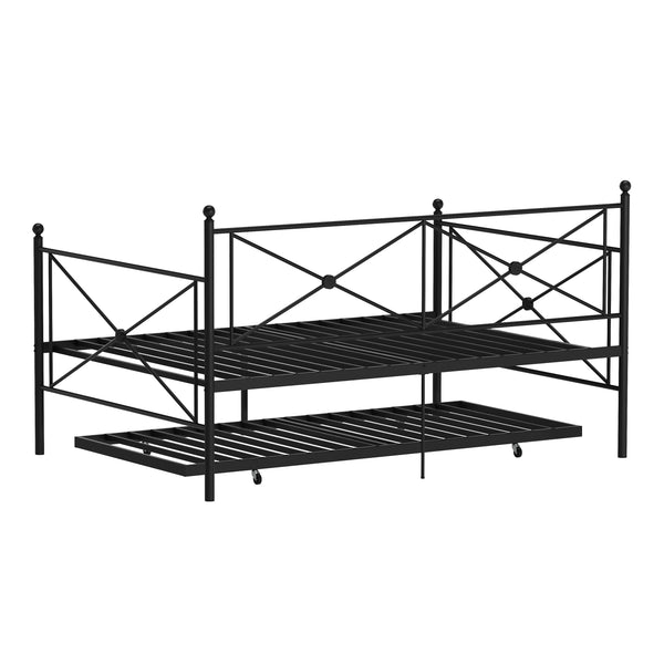 Tagesbett Schlafsofa ausziehbar Metall GERAR 140 x 200 cm schwarz