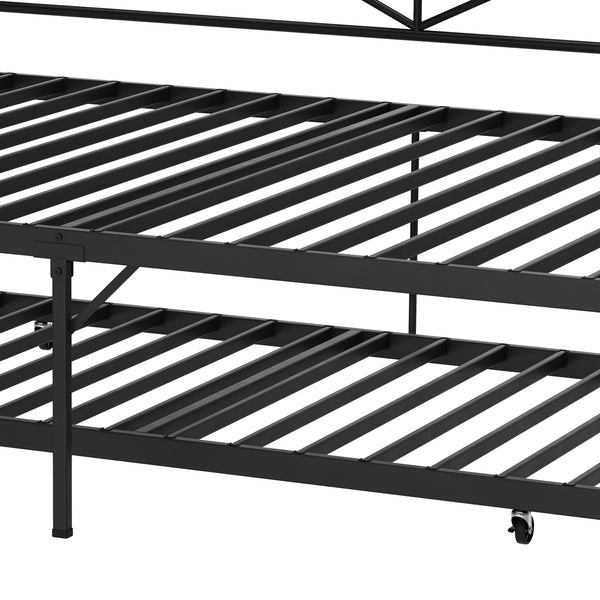 Tagesbett Schlafsofa ausziehbar Metall GERAR 140 x 200 cm schwarz