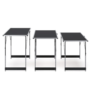 Campingtische höhenverstellbar schwarz 3er Set