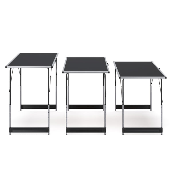Campingtische höhenverstellbar schwarz 3er Set