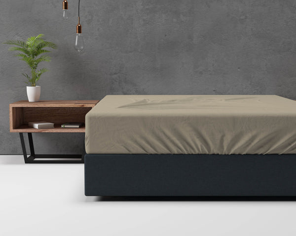 Flanel Basic Spannbettlaken Taupe 180 x 200 cm