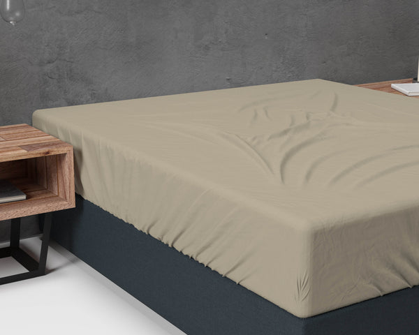 Flanel Basic Spannbettlaken Taupe 180 x 200 cm