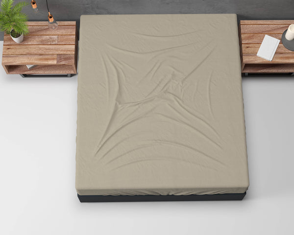 Flanel Basic Spannbettlaken Taupe 180 x 200 cm