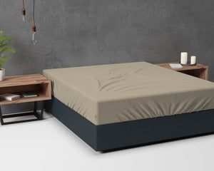 Flanel Basic Spannbettlaken Taupe 180 x 200 cm
