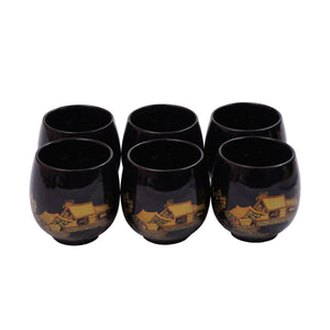 Teeset Porzellan 8-teilig schwarz/gold