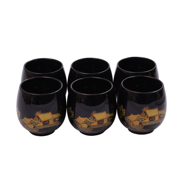 Teeset Porzellan 8-teilig schwarz/gold