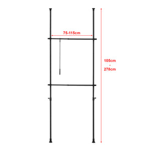 Telescopic wardrobe Kemi with 2 wardrobe rails 75 - 115cm