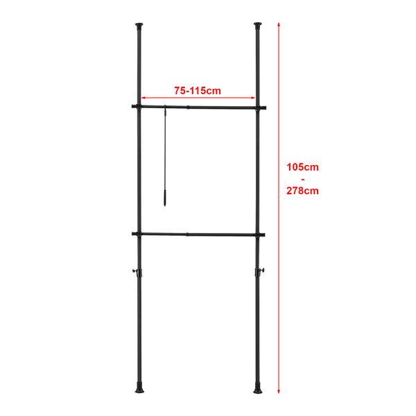 Telescopic wardrobe Kemi with 2 wardrobe rails 75 - 115cm