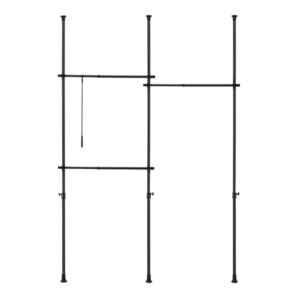 Telescopic wardrobe Kemi with 3 wardrobe rails 150 - 230cm