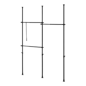 Telescopic wardrobe Kemi with 3 wardrobe rails 150 - 230cm