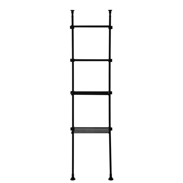 Teleskopregal mit 4 Ablagen 165 - 297 cm schwarz
