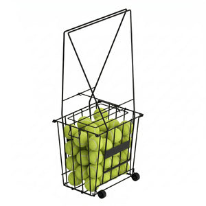 Tennisball Sammelkorb Stahl mit Rollen 91 x 25 x 30 cm schwarz