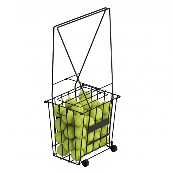 Tennisball Sammelkorb Stahl mit Rollen 91 x 25 x 30 cm schwarz