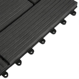 22er-Set WPC Terrassenfliese, Bodenbelag für Terrasse anthrazit