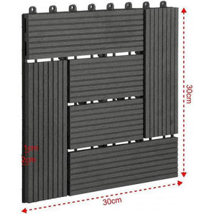 22er-Set WPC Terrassenfliese, Bodenbelag für Terrasse anthrazit
