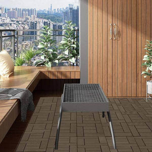 22er-Set WPC Terrassenfliese, Bodenbelag für Terrasse coffee