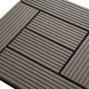 22er-Set WPC Terrassenfliese, Bodenbelag für Terrasse coffee