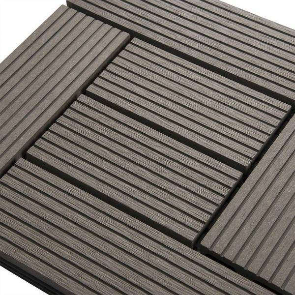 22er-Set WPC Terrassenfliese, Bodenbelag für Terrasse coffee