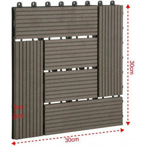 22er-Set WPC Terrassenfliese, Bodenbelag für Terrasse coffee