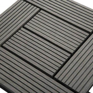 22er-Set WPC Terrassenfliese, Bodenbelag für Terrasse grau