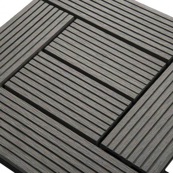22er-Set WPC Terrassenfliese, Bodenbelag für Terrasse grau