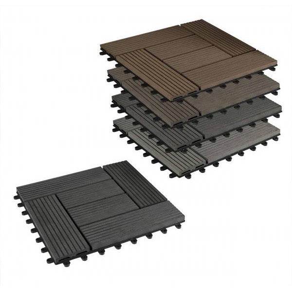 22er-Set WPC Terrassenfliese, Bodenbelag für Terrasse hellgrau