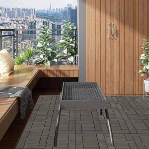 22er-Set WPC Terrassenfliese, Bodenbelag für Terrasse hellgrau